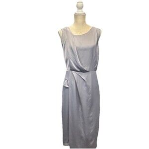 Reiss Karina Cross Back Cocktail Dress 4 Steel Gray Satin Wedding Guest NWT